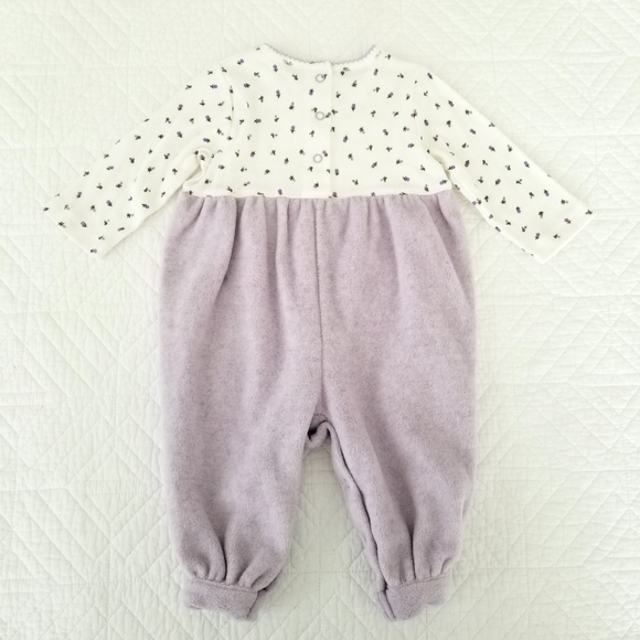 Vtg Lilac Rosebud Fleece Jacket Cap Outfit Infant Girl 6 9 Months SomeBunny NWT - Picture 4 of 6